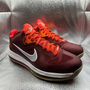 Size 10.5 Nike LeBron 9 Low Cherry Red Mens Lace-Up Athletic Sneaker 510811-600
